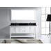 Julianna 72" Double Bathroom Vanity in White with Black Galaxy Granite Top and Square Sink with Polished Chrome Faucet and Mirror - B07D3YPMJK